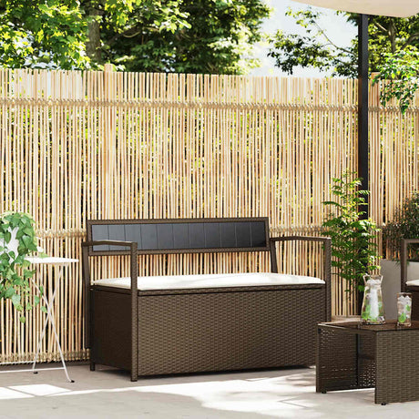 Vidaxl tuinbank met kussen, bruin polyrotan