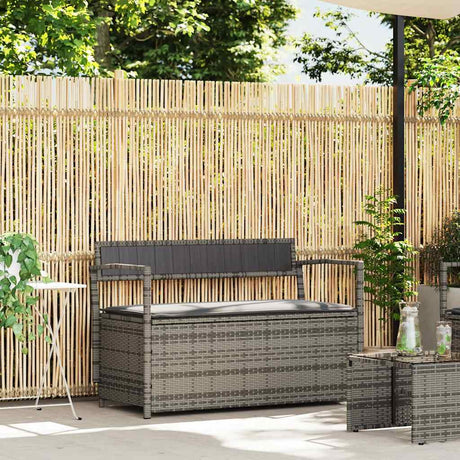 Vidaxl tuinbank met kussen, grijs polyrotan