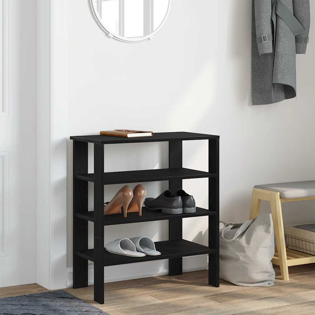 Vidaxl Shoe Rack 61x32x70 cm de madera procesada negra