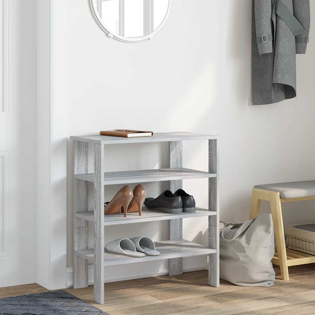 Vidaxl Shoe Rack 61x32x70 cm bearbetad trägrå sonoma