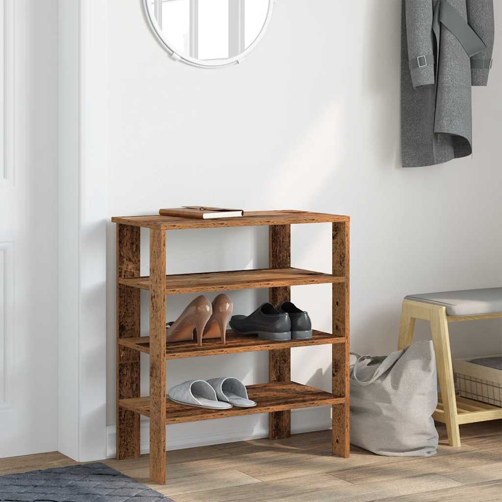 Vidaxl Shoe Rack 61x32x70 cm bearbetat trä gammalt trä färgat