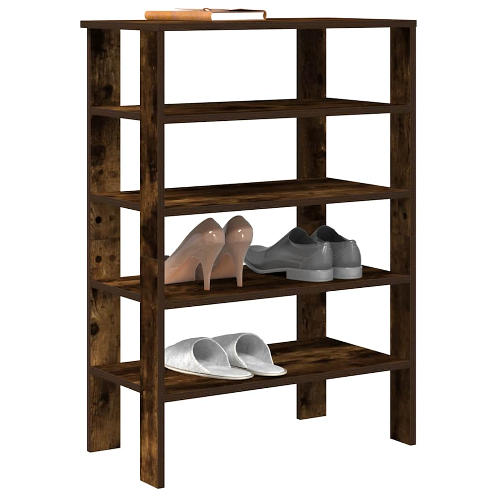 Rack à chaussures Vidaxl 61x32x87,5 cm Couleur de chêne fumé en bois transformé en bois