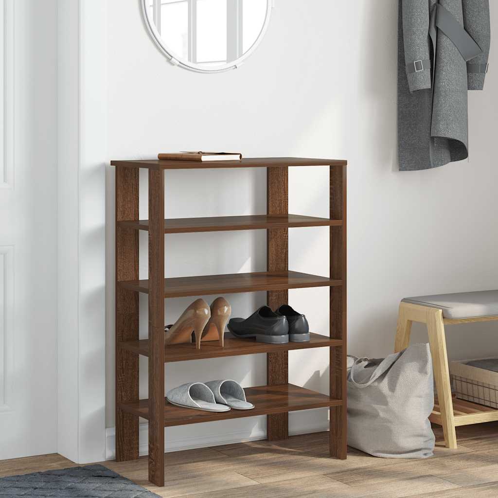 Rack à chaussures Vidaxl 61x32x87,5 cm en bois de chêne marron en bois coloré