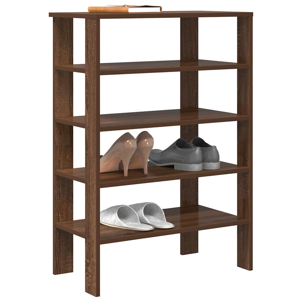 Vidaxl Shoe Rack 61x32x87.5 cm de madera procesada de roble de madera coloreada