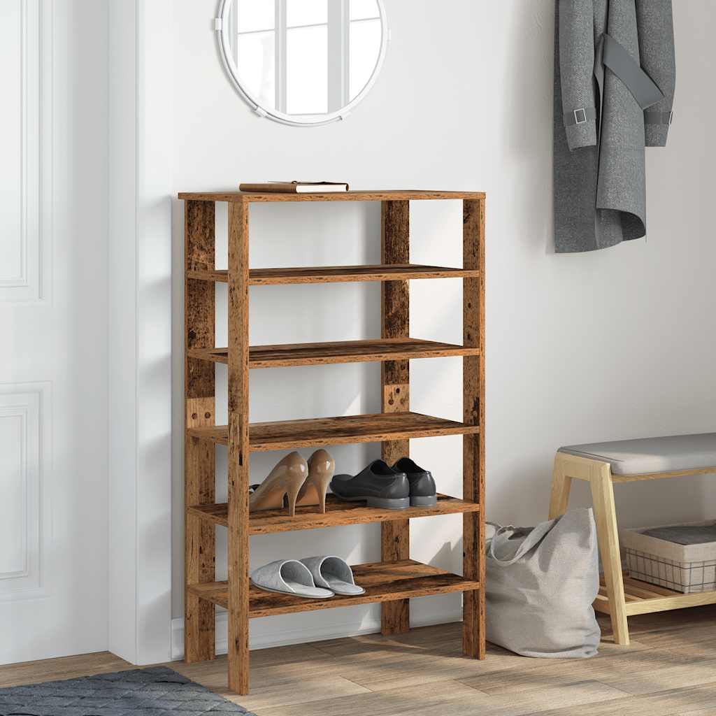 Vidaxl Shoe Rack 61x32x105 cm forarbejdet træ gammel træ -farvet