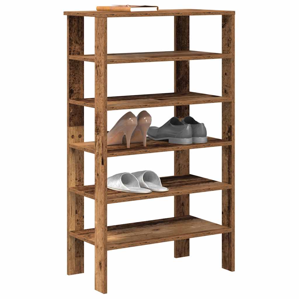 Vidaxl Shoe Rack 61x32x105 cm forarbejdet træ gammel træ -farvet