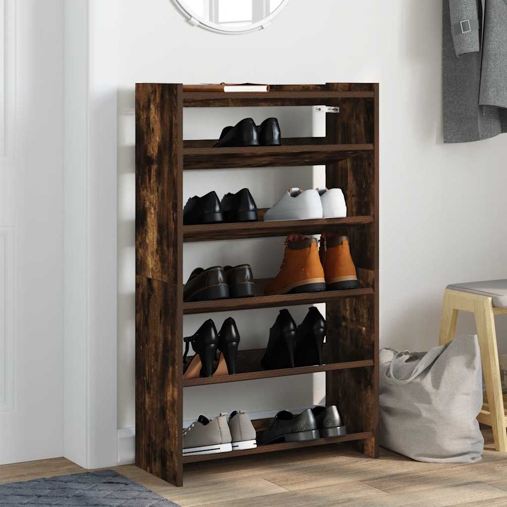 Vidaxl Shoe Rack 60x25x100 cm bearbetat trä rökt ekfärgad