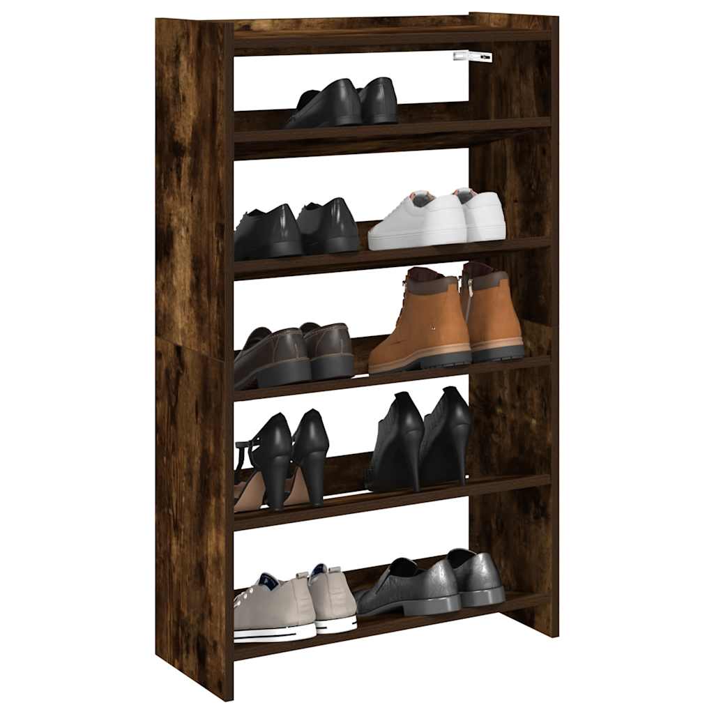 Vidaxl Shoe Rack 60x25x100 cm forarbejdet træ røget eg farvet