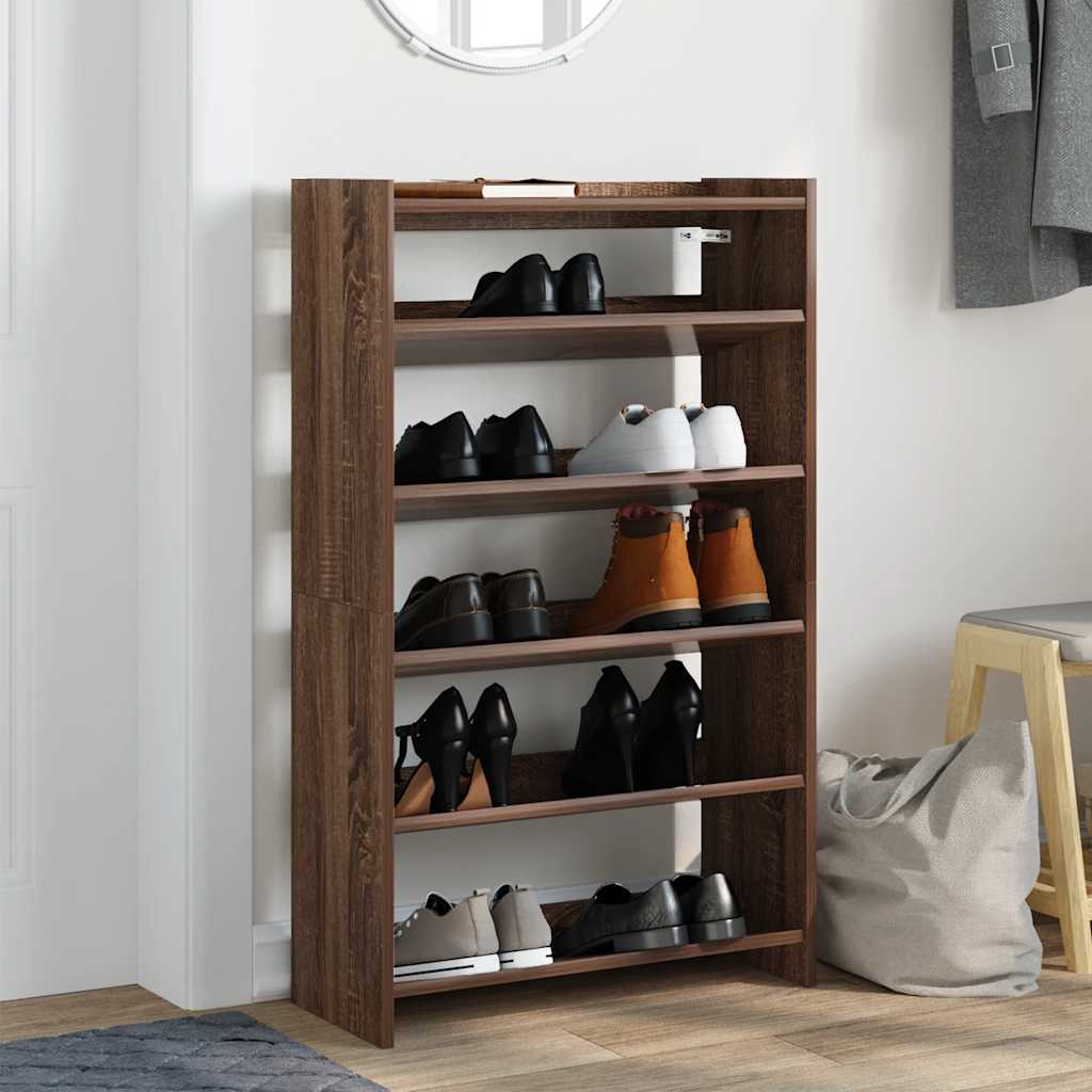 Vidaxl Shoe Rack 60x25x100 cm Color de roble de madera procesada