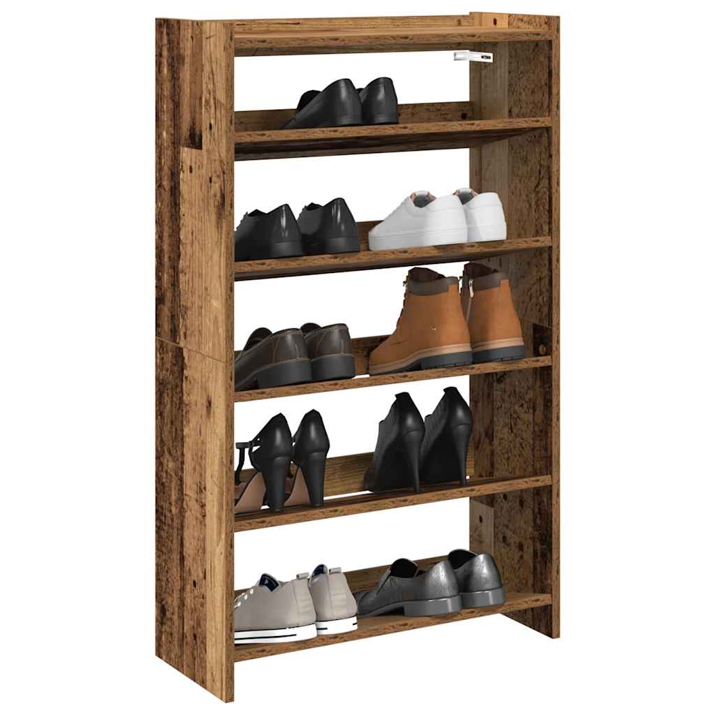 Vidaxl Shoe Rack 60x25x100 cm bearbetat trä gammalt trä färgat