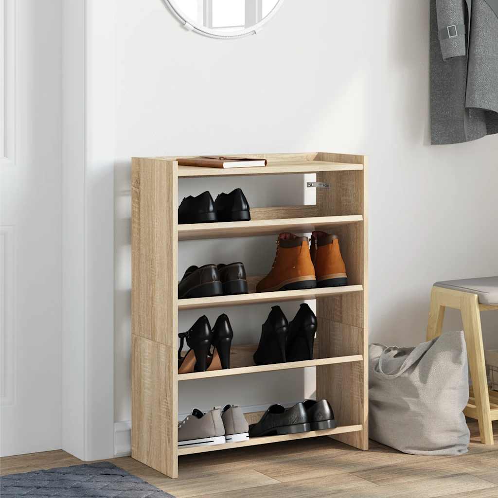 Vidaxl Shoe Rack 60x25x81 cm bearbetad trä sonoma ek färgad