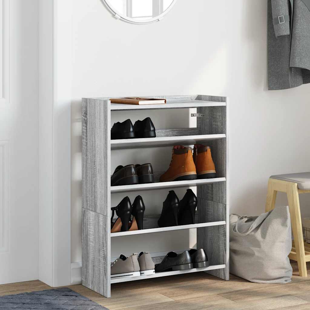 Vidaxl Shoe Rack 60x25x81 cm bearbetad trägrå sonoma ekfärgad