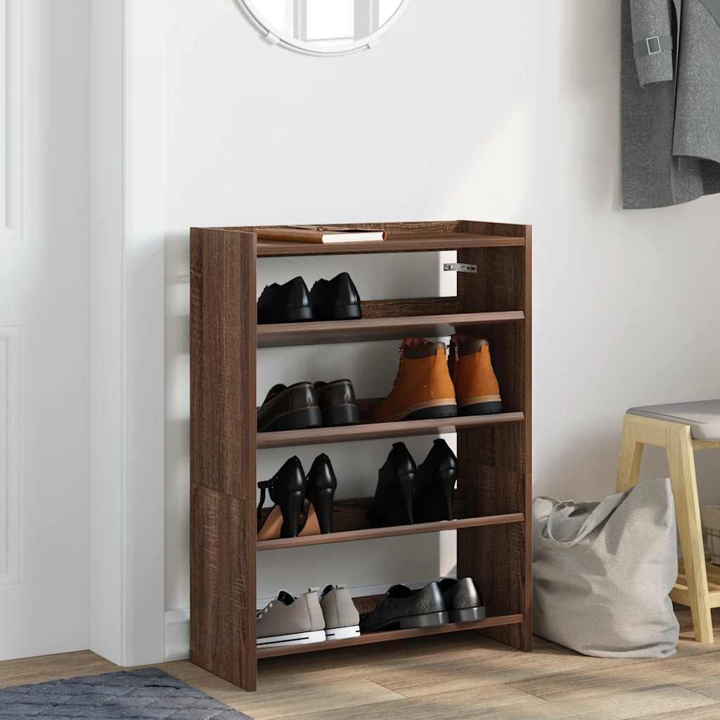 Vidaxl Shoe Rack 60x25x81 cm Behandlet trebrun eikfarge