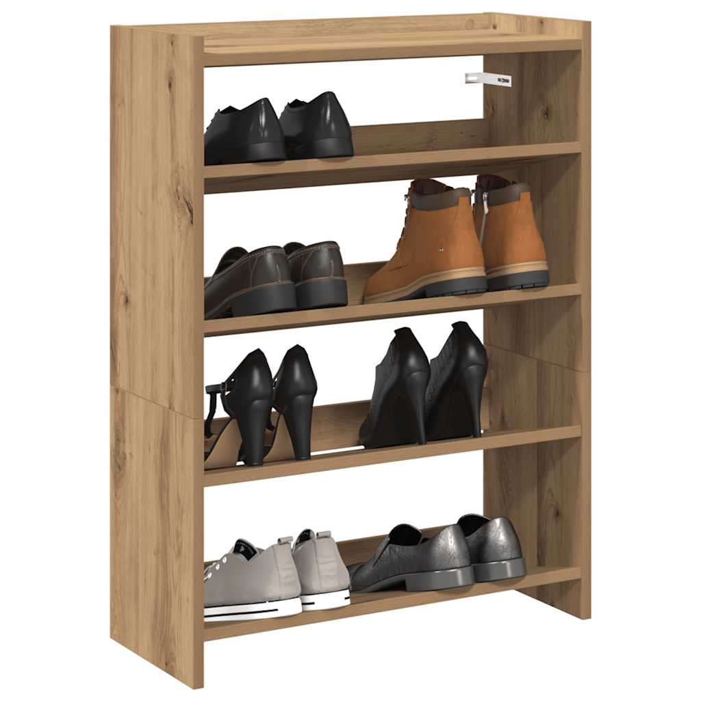 Vidaxl shoe rack 60x25x81 cm processed wood artisanal oak color