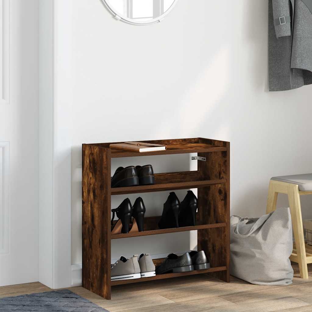 Vidaxl Shoe Rack 60x25x62 cm Forarbejdet træ røget eg Farvet