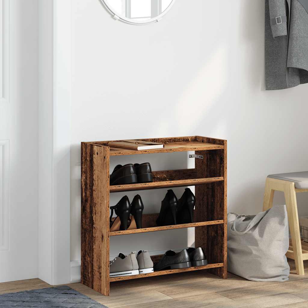 Vidaxl Shoe Rack 60x25x62 cm forarbejdet træ gammel træ farvet