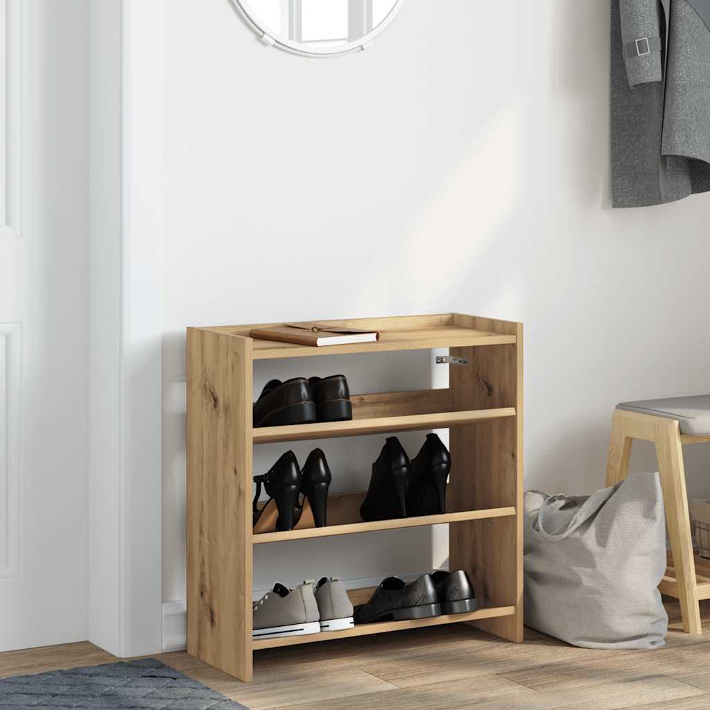 Vidaxl Shoe Rack 60x25x62 cm bearbetad trähantverk