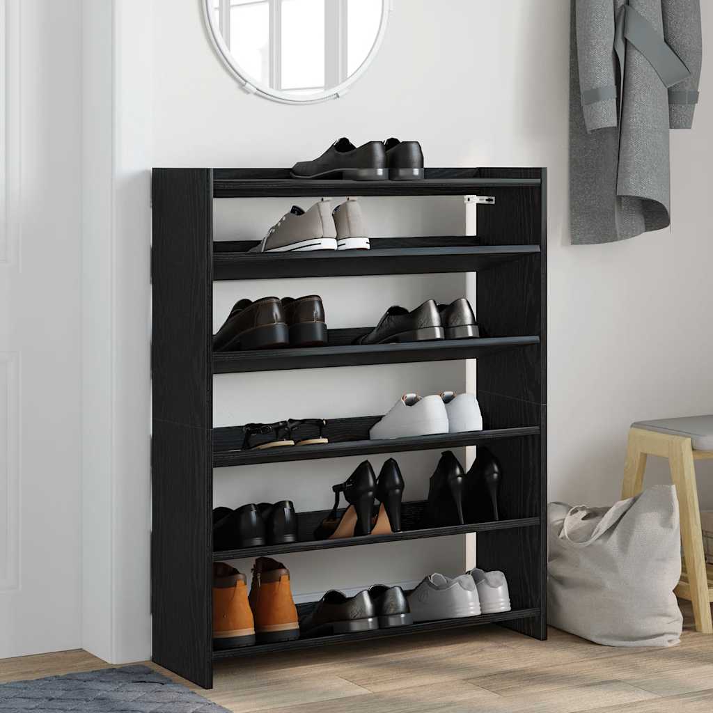 Vidaxl Shoe Rack 80x25x100 cm de madera procesada negra