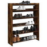 Rack de chaussures Vidaxl 80x25x100 cm Couleur de chêne fumé en bois transformé