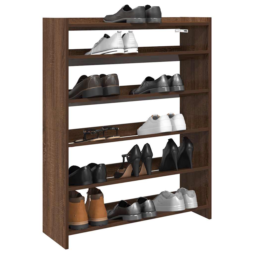 Rack de chaussures Vidaxl 80x25x100 cm Couleur de chêne brun en bois transformé