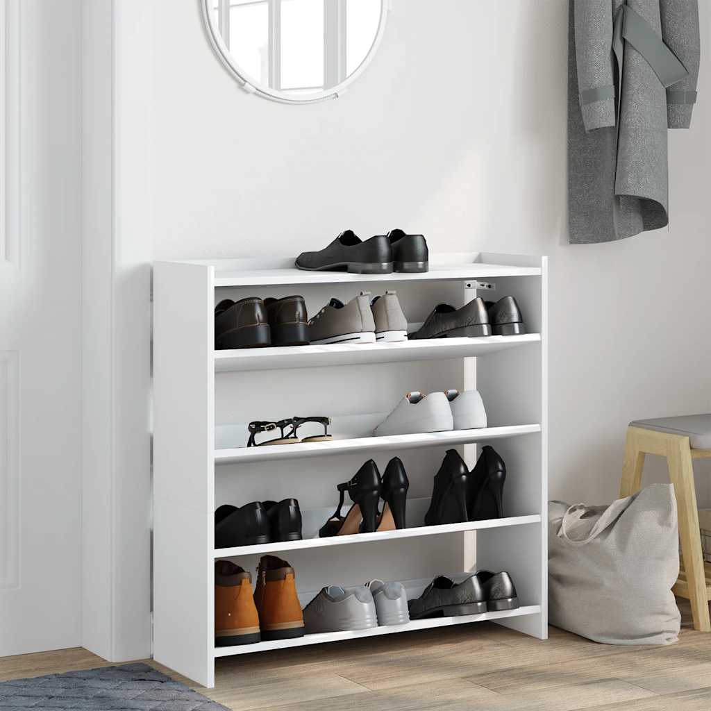 Vidaxl Shoe Rack 80x25x81 cm de madera procesada blanca