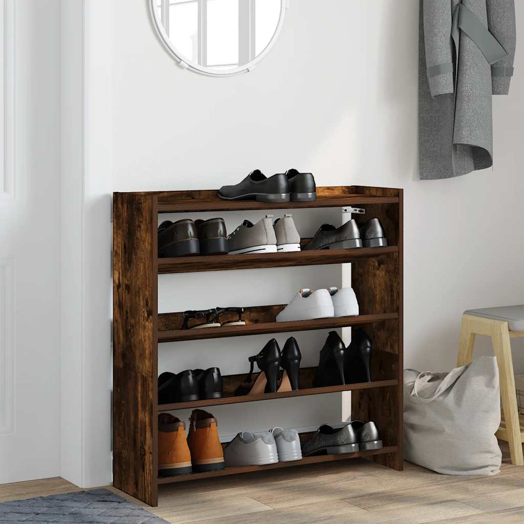 Vidaxl Shoe Rack 80x25x81 cm forarbejdet træ røget eg farvet