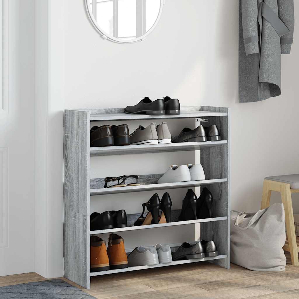 Vidaxl Shoe Rack 80x25x81 cm de madera procesada gris soma color