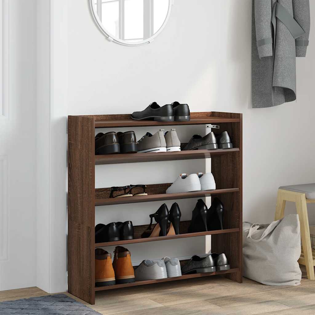 Vidaxl Shoe Rack 80x25x81 cm bearbetad träbrun ekfärg