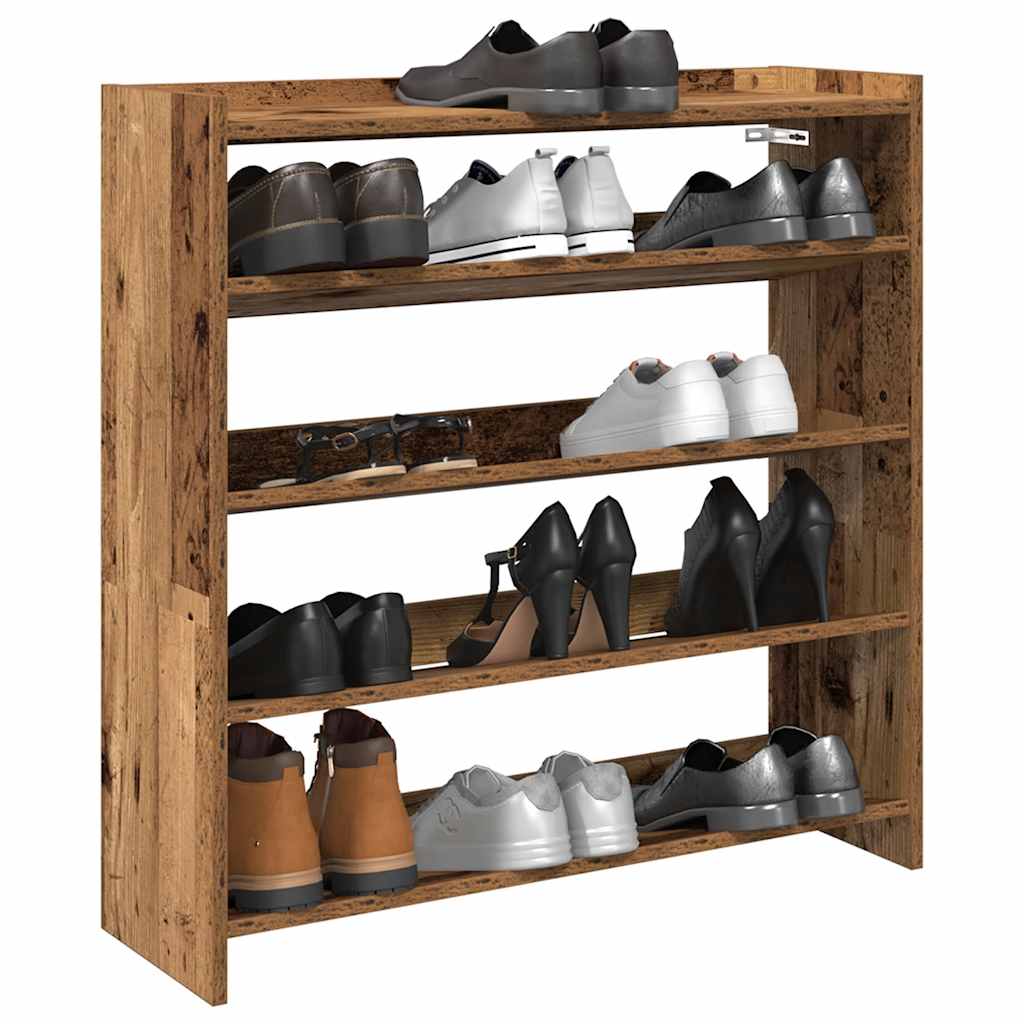 Vidaxl Shoe Rack 80x25x81 cm bearbetat trä gammalt trä -färgat