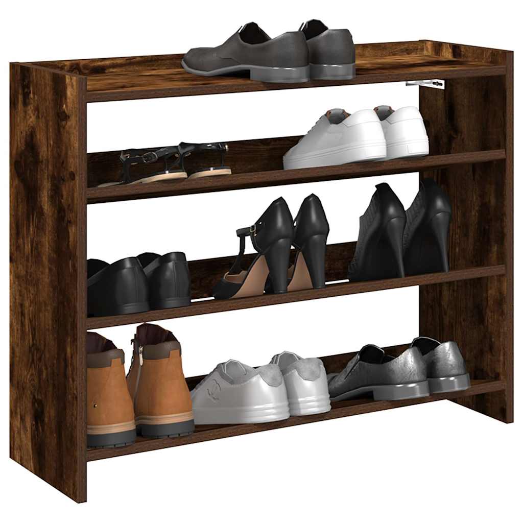 Rack de chaussures Vidaxl 80x25x62 cm Couleur de chêne fumé en bois