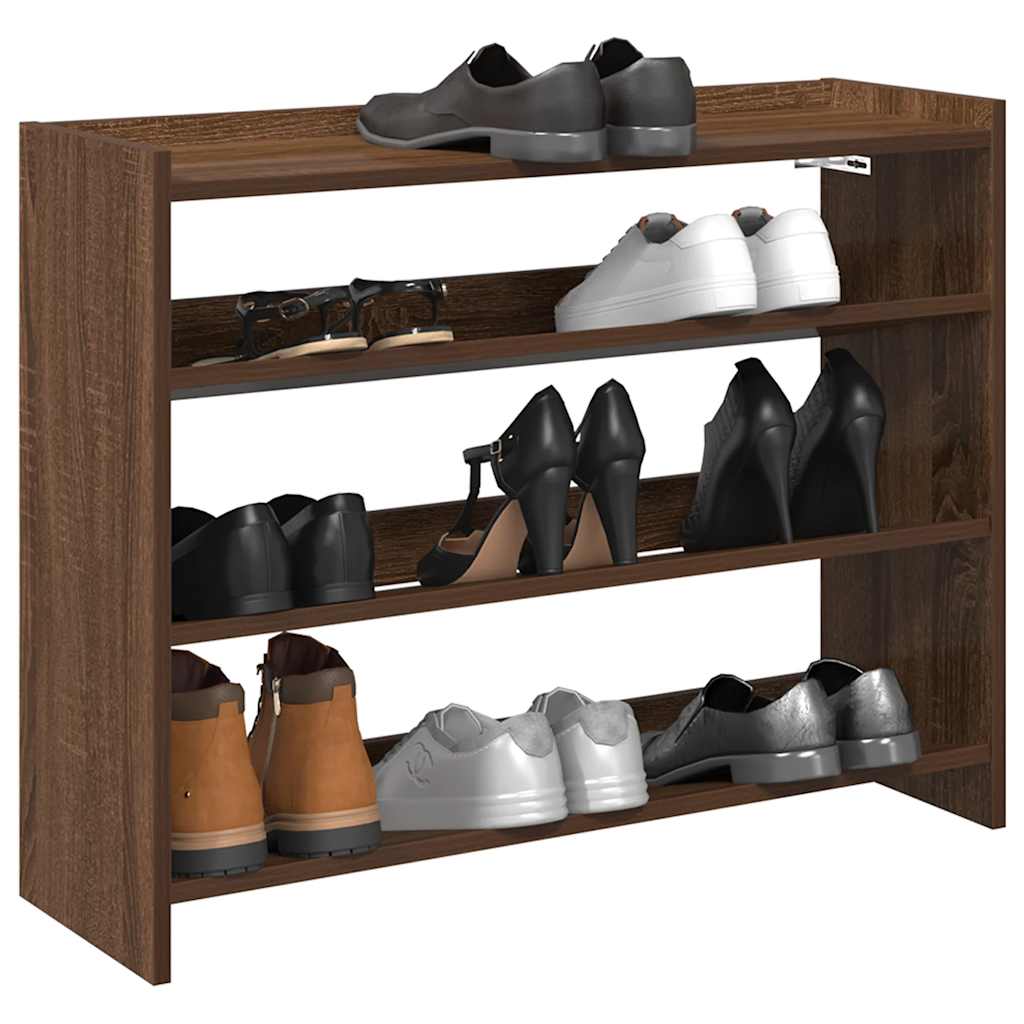 Vidaxl Shoe Rack 80x25x62 cm forarbejdet træbrun eg farve