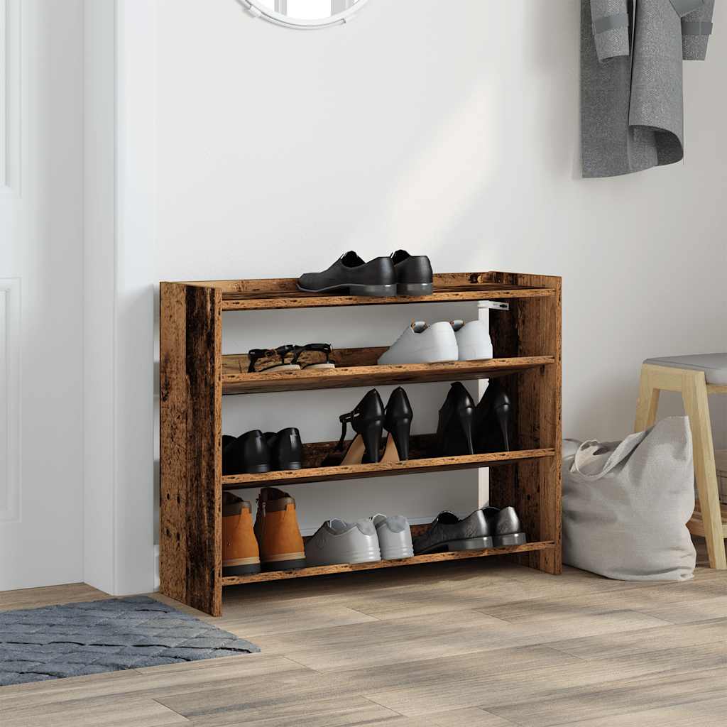 Vidaxl Shoe Rack 80x25x62 CM Madera procesada Madera vieja