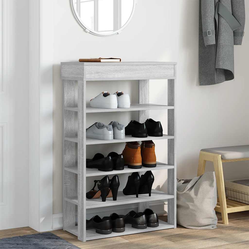 Vidaxl Shoe Rack 60x30x98 cm forarbejdet trægrå sonoma