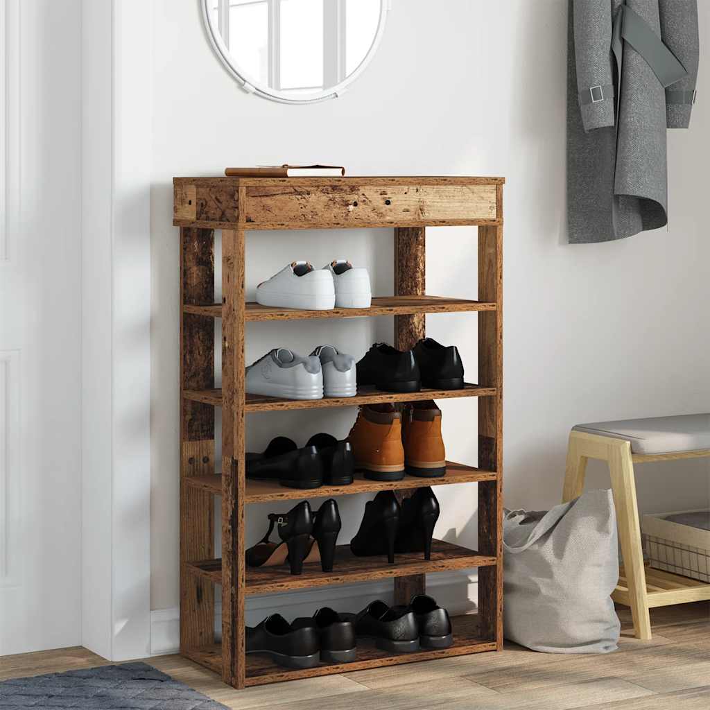 Vidaxl Shoe Rack 60x30x98 cm Madera procesada de madera vieja