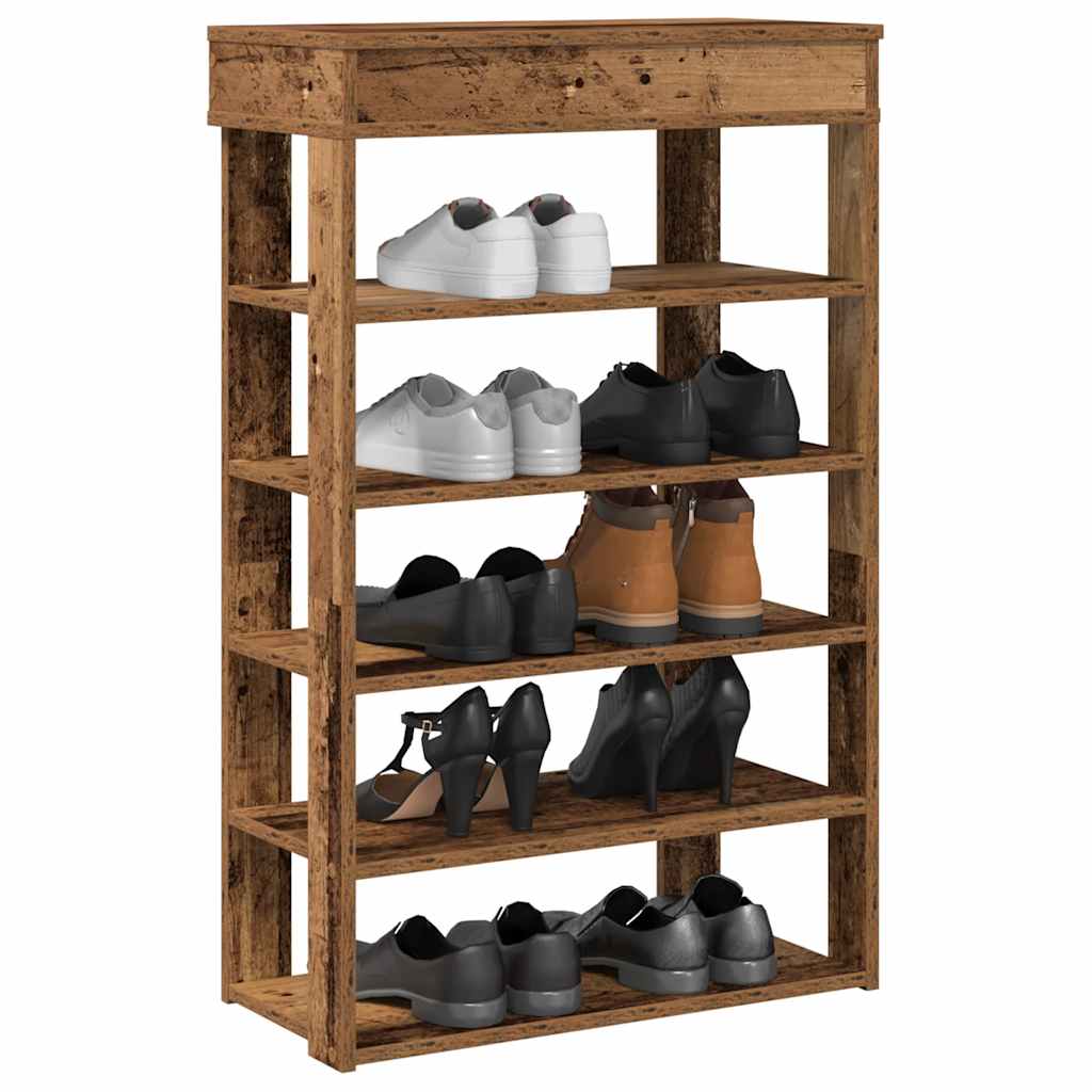 Vidaxl Shoe Rack 60x30x98 cm Madera procesada de madera vieja