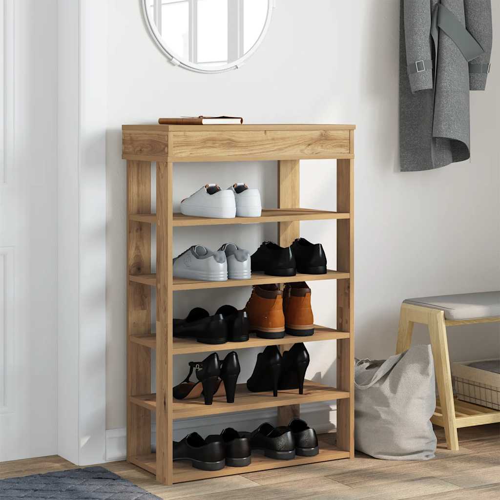 Vidaxl Shoe Rack 60x30x98 cm Forarbejdet træ Artisanal eg Farve