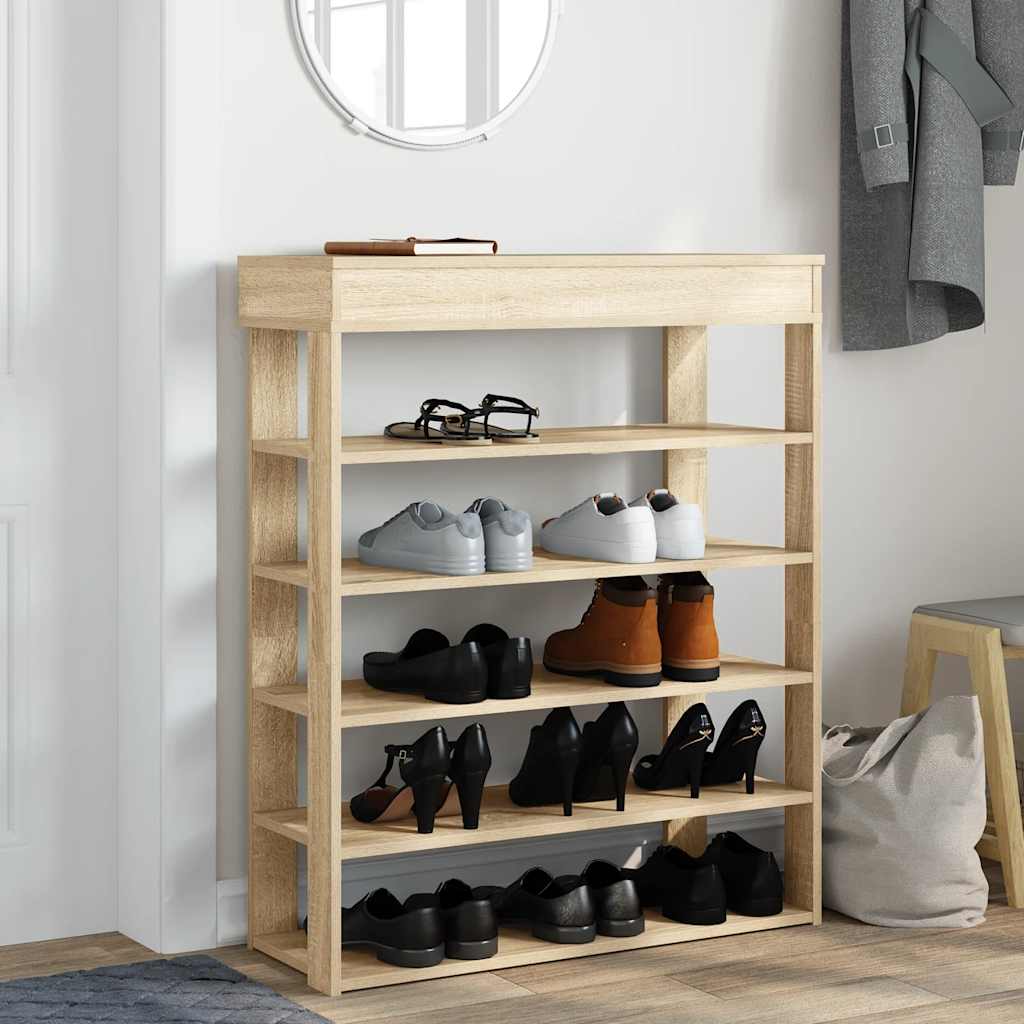 VIDAXL -Schuhregal 80x30x98 cm verarbeitetes Holz Sonoma Eiche farbig