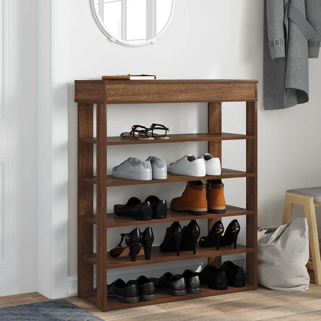 Vidaxl Shoe Rack 80x30x98 cm bearbetad träbrun ekfärg