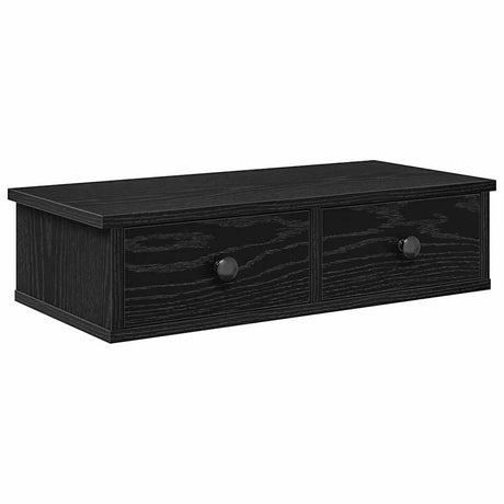 Vidaxl wandschap met lades 60x28x15 cm bewerkt hout zwart