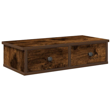 Vidaxl wandschap met lades 60x28x15 cm bewerkt hout gerookt eikenkleur