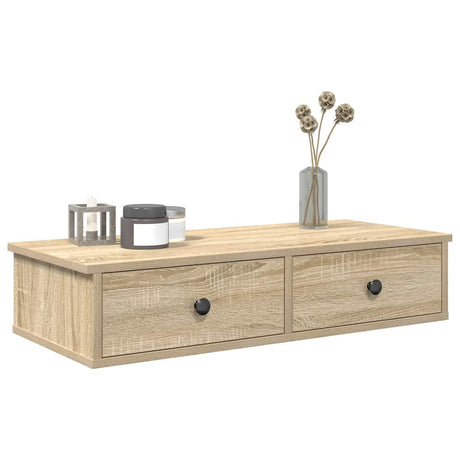 Vidaxl wandschap met lades 80x34x17 cm bewerkt hout sonoma eikenkleur