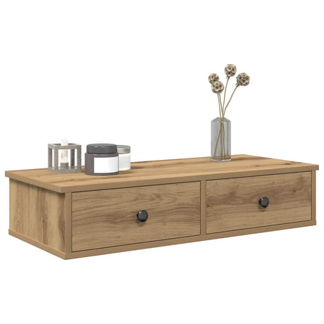Vidaxl wandschap met lades 80x31x17 cm bewerkt hout artisanaal eiken