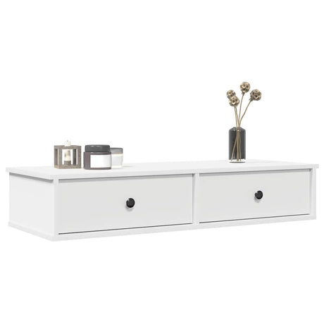 Vidaxl wandschap met lades 100x37,5x19 cm bewerkt hout wit