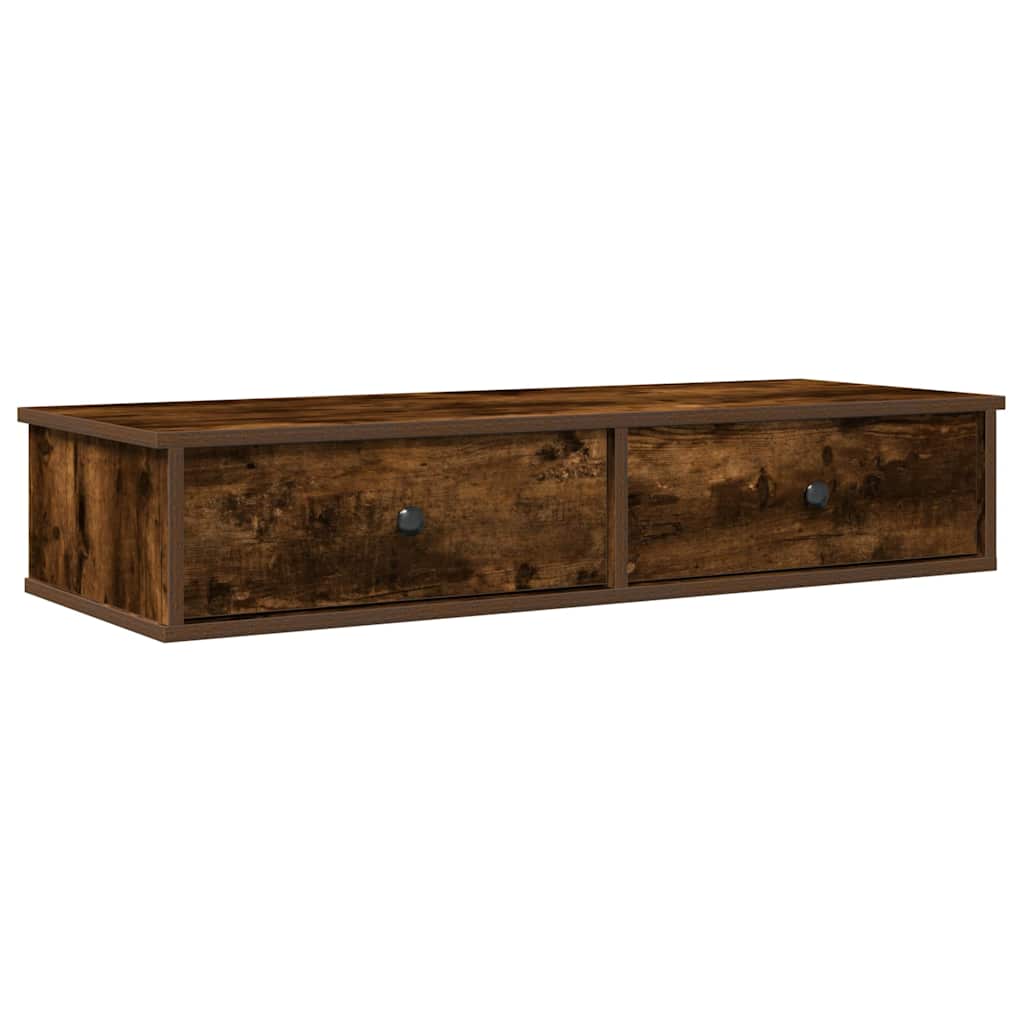 Vidaxl wandschap met lades 100x37,5x19 cm bewerkt hout gerookt eiken