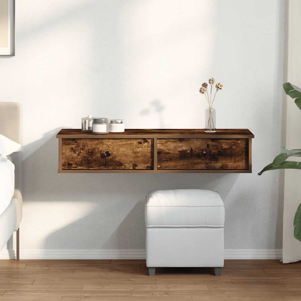 Vidaxl wandschap met lades 100x37,5x19 cm bewerkt hout gerookt eiken