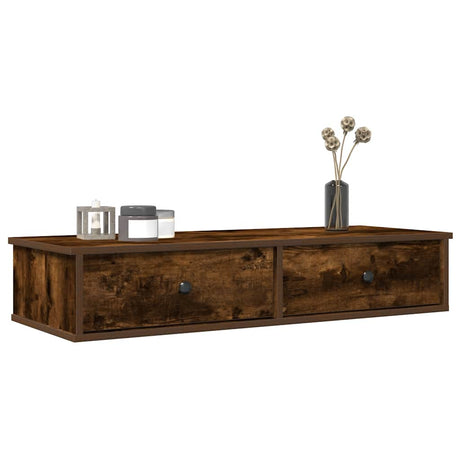 Vidaxl wandschap met lades 100x37,5x19 cm bewerkt hout gerookt eiken