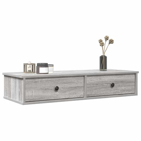 Vidaxl wandschap met lades 100x37,5x19 cm bewerkt hout grijs sonoma