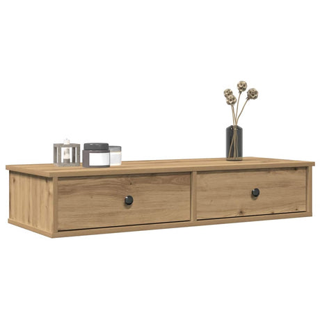 Vidaxl wandschap met lades 100x37,5x19cm bewerkt hout artisanaal eiken