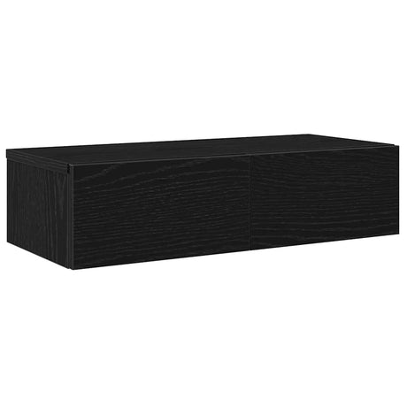 Vidaxl wandschap met lades 60x26,5x15 cm bewerkt hout zwart