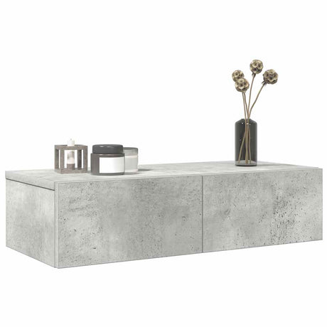 Vidaxl wandschap met lades 60x26,5x15 cm bewerkt hout betongrijs